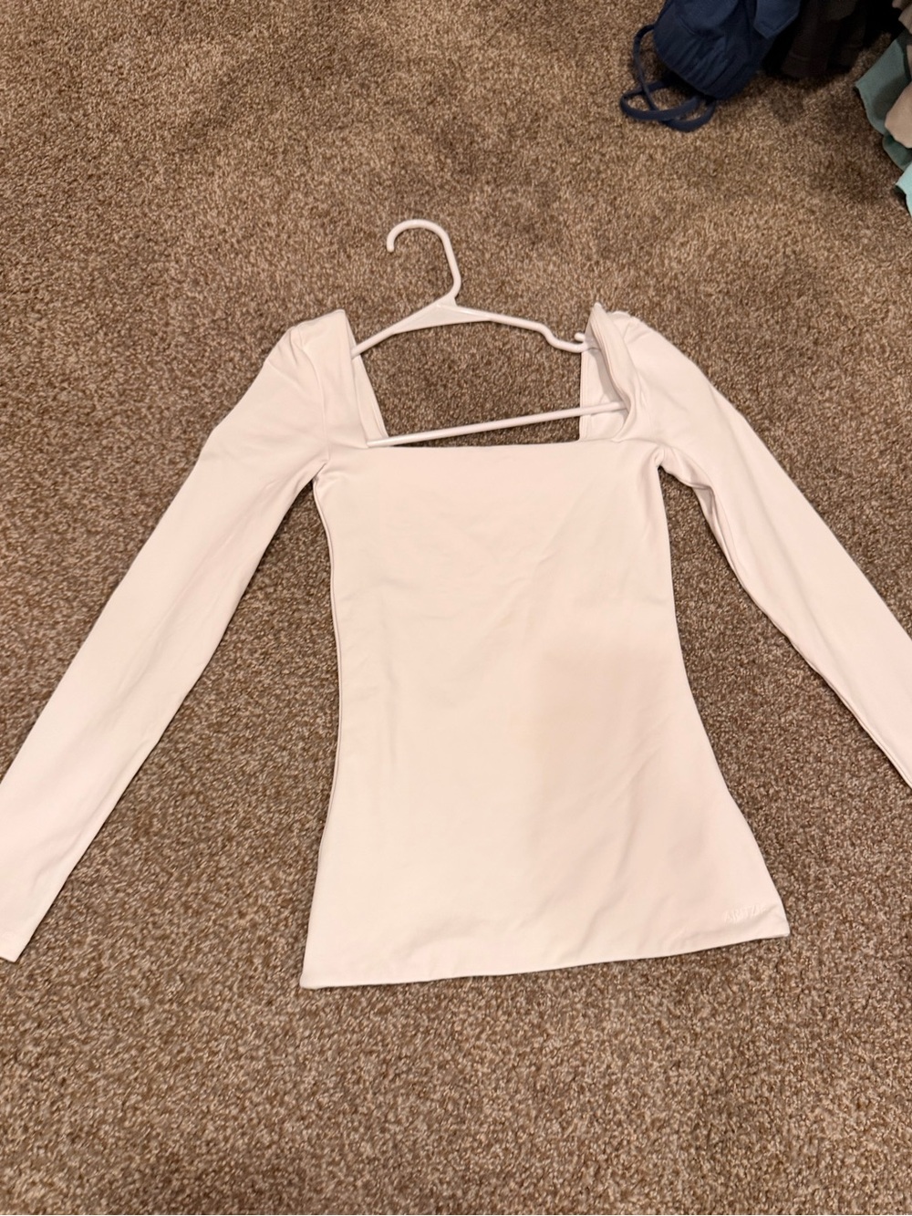 Aritzia White Square-Neck Long Sleeve Top
